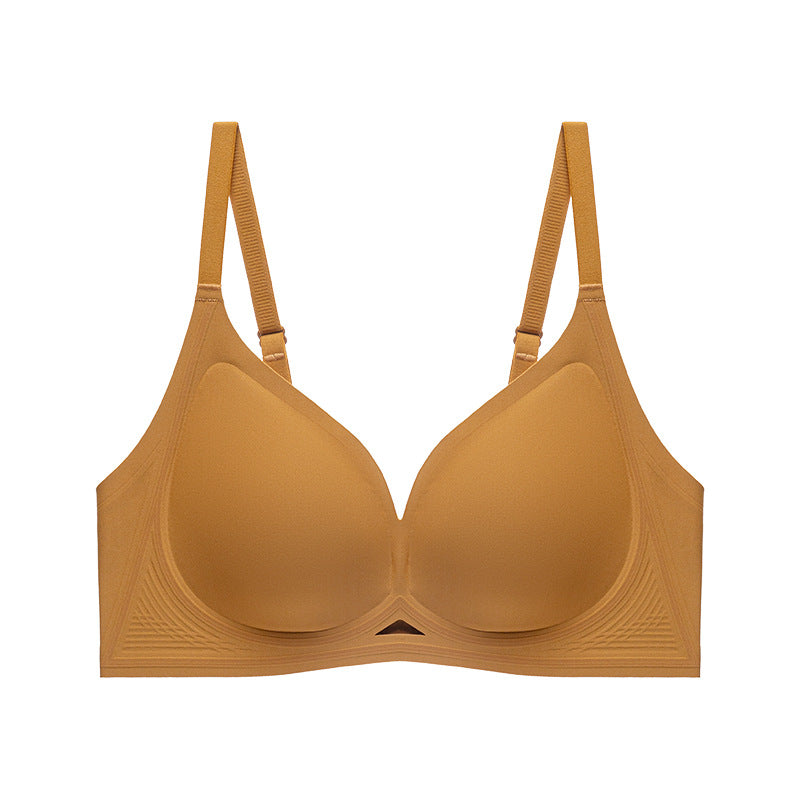 Traceless Jelly Strip Soft Support Fixed Cup Underwear Summer Thin Women's Big Chest Small Bra Large Cup Bra