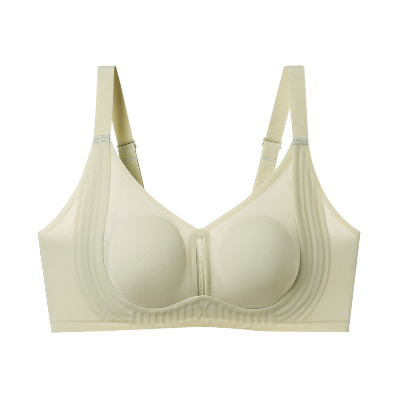 French Triangle Cup Underwear Women's Small Chest Push-up No Steel Ring White Thin Shoulder Strap Summer Bra No Traceless Anti-light