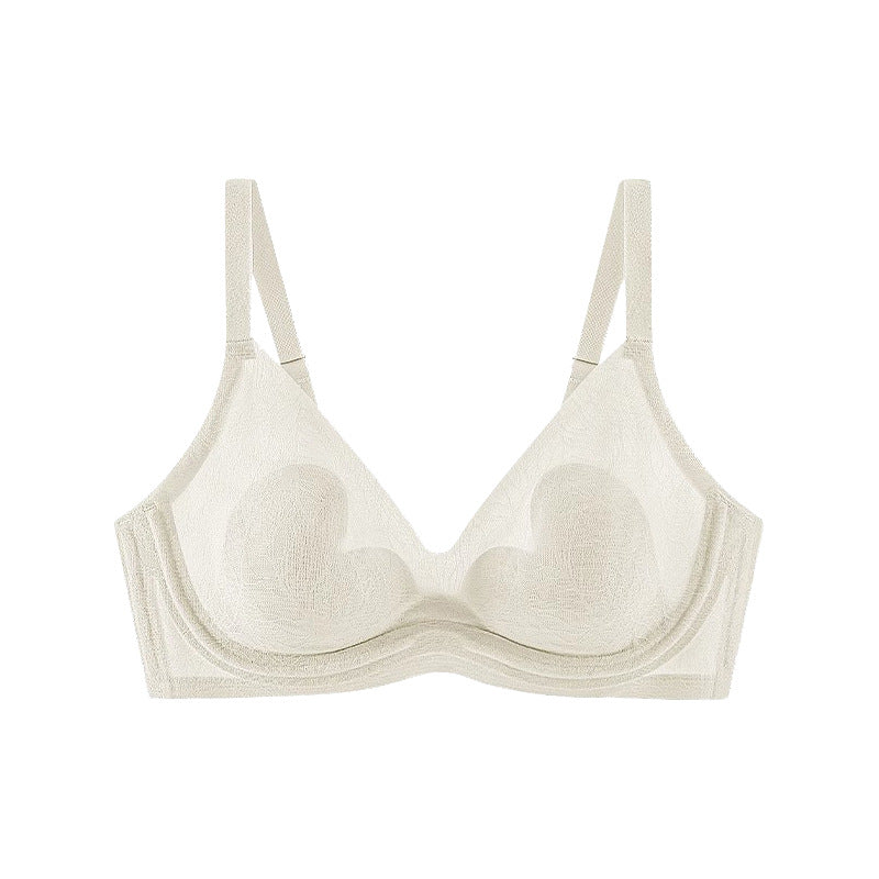 Petal Lotus Leaf Cup Sexy Lace Pure Desire Crystal Cup Traceless Underwear Big Chest Small Anti-sagging Bra Bra