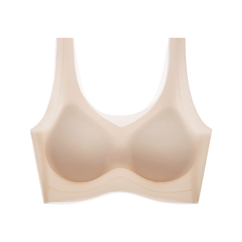 Traceless Thin Vest-style Bra Soft Support Jelly Strip Women's Breathable Comfortable Underwear Summer Gather-up Women's Underwear