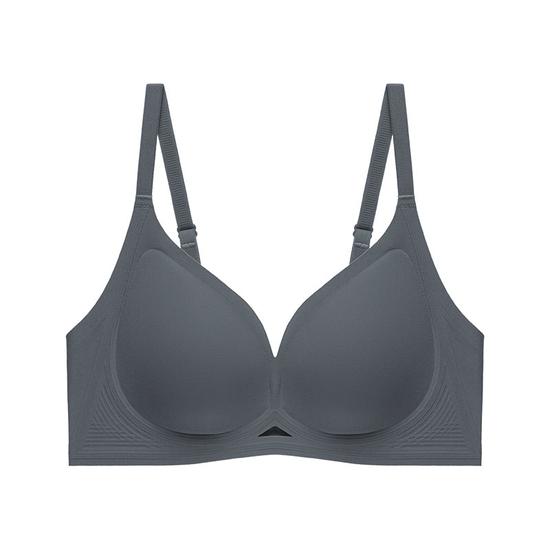 Traceless Jelly Strip Soft Support Fixed Cup Underwear Summer Thin Women's Big Chest Small Bra Large Cup Bra