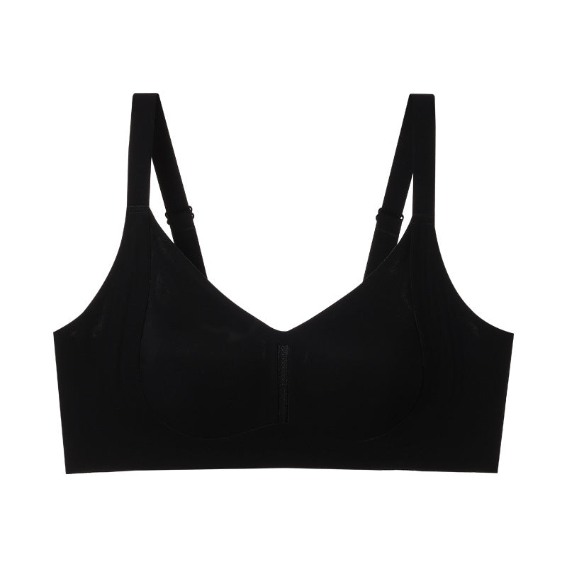 French Triangle Cup Underwear Women's Small Chest Push-up No Steel Ring White Thin Shoulder Strap Summer Bra No Traceless Anti-light