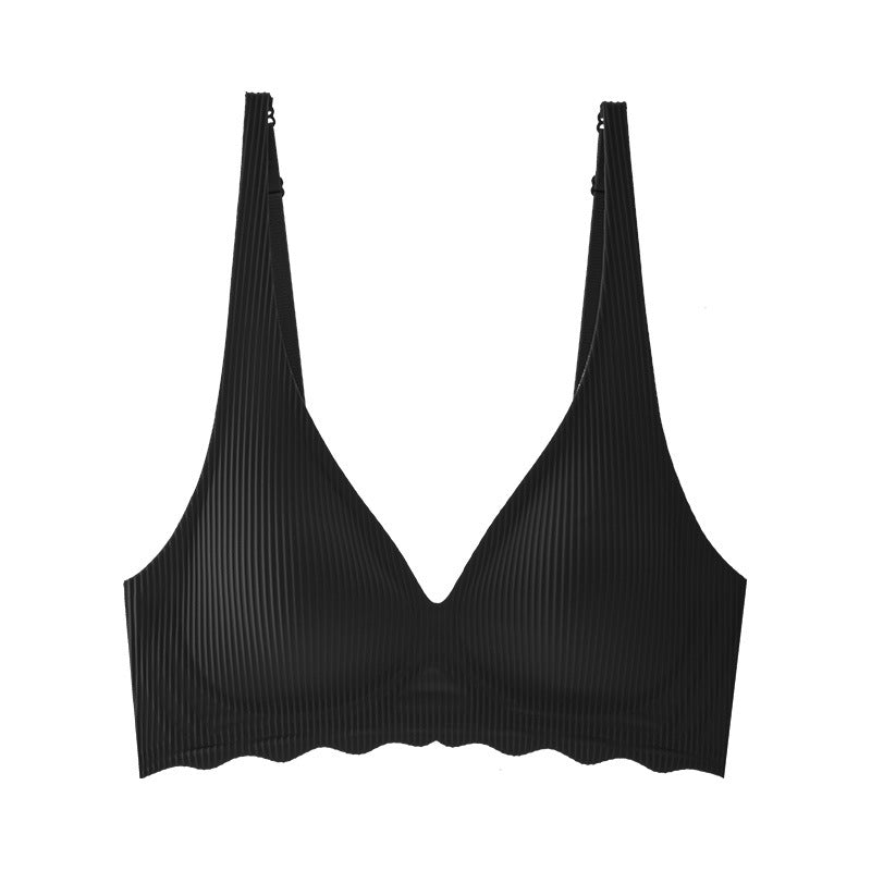 Pure Desire Wind Thin Jelly Gel Seamless Soft Support Underwear Girl's Big Chest Small Gathering Anti-sagging Bra Bra