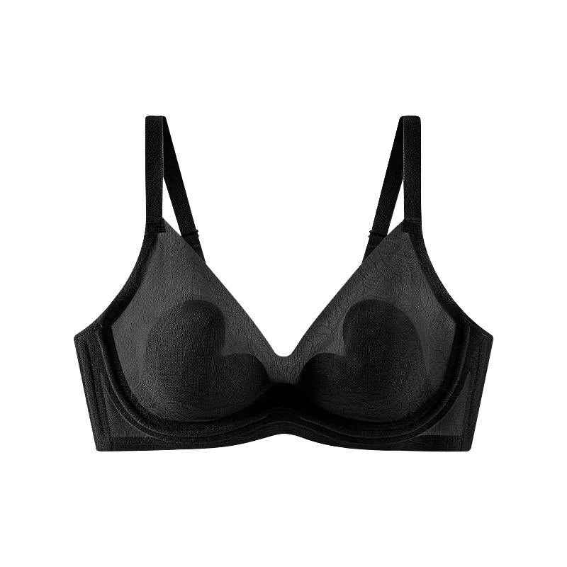 Petal Lotus Leaf Cup Sexy Lace Pure Desire Crystal Cup Traceless Underwear Big Chest Small Anti-sagging Bra Bra