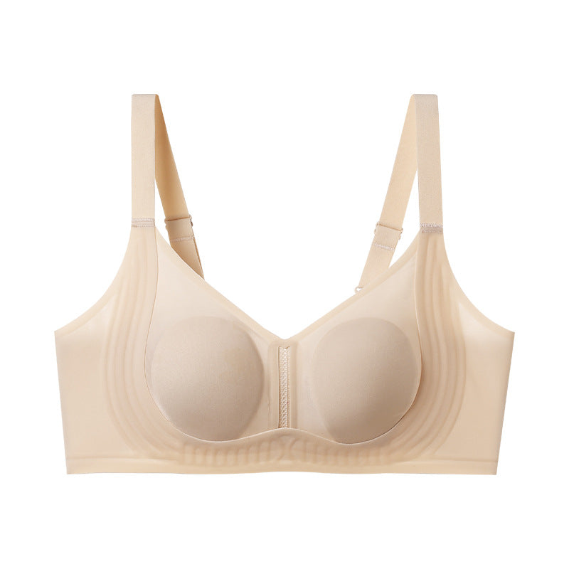 French Triangle Cup Underwear Women's Small Chest Push-up No Steel Ring White Thin Shoulder Strap Summer Bra No Traceless Anti-light