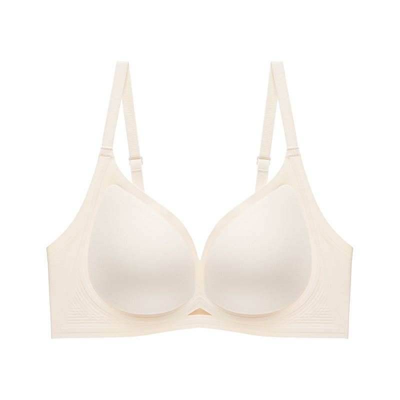 Traceless Jelly Strip Soft Support Fixed Cup Underwear Summer Thin Women's Big Chest Small Bra Large Cup Bra