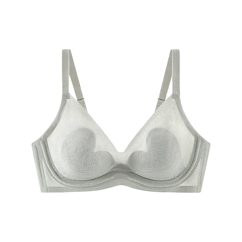 Petal Lotus Leaf Cup Sexy Lace Pure Desire Crystal Cup Traceless Underwear Big Chest Small Anti-sagging Bra Bra
