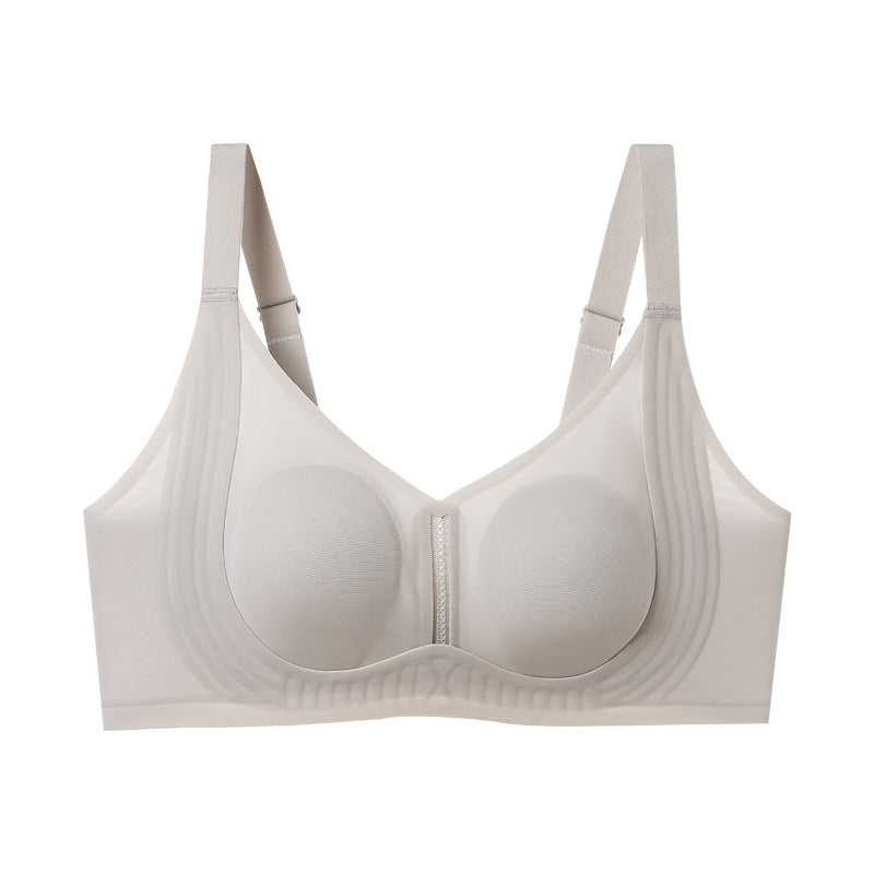 French Triangle Cup Underwear Women's Small Chest Push-up No Steel Ring White Thin Shoulder Strap Summer Bra No Traceless Anti-light