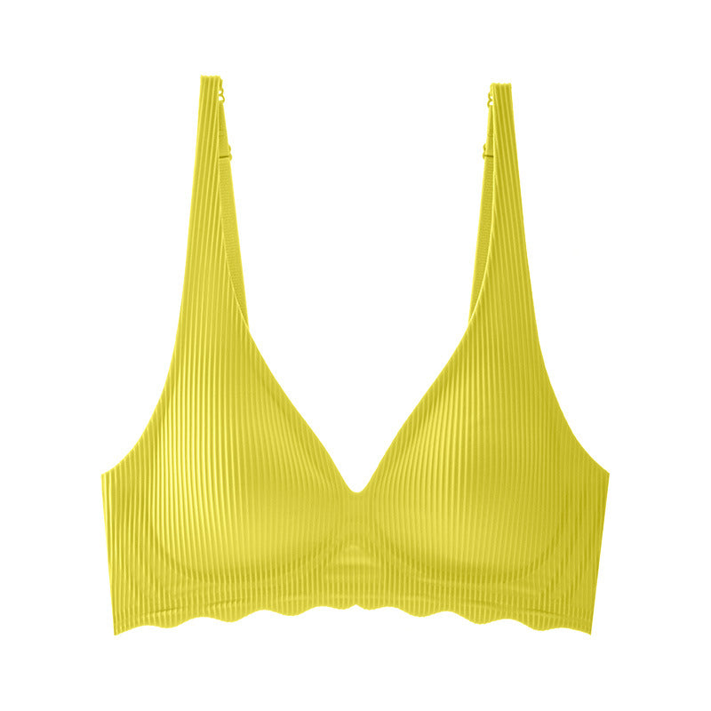 Pure Desire Wind Thin Jelly Gel Seamless Soft Support Underwear Girl's Big Chest Small Gathering Anti-sagging Bra Bra