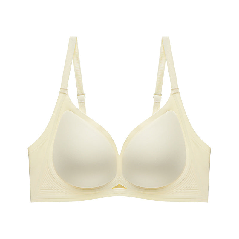 Traceless Jelly Strip Soft Support Fixed Cup Underwear Summer Thin Women's Big Chest Small Bra Large Cup Bra