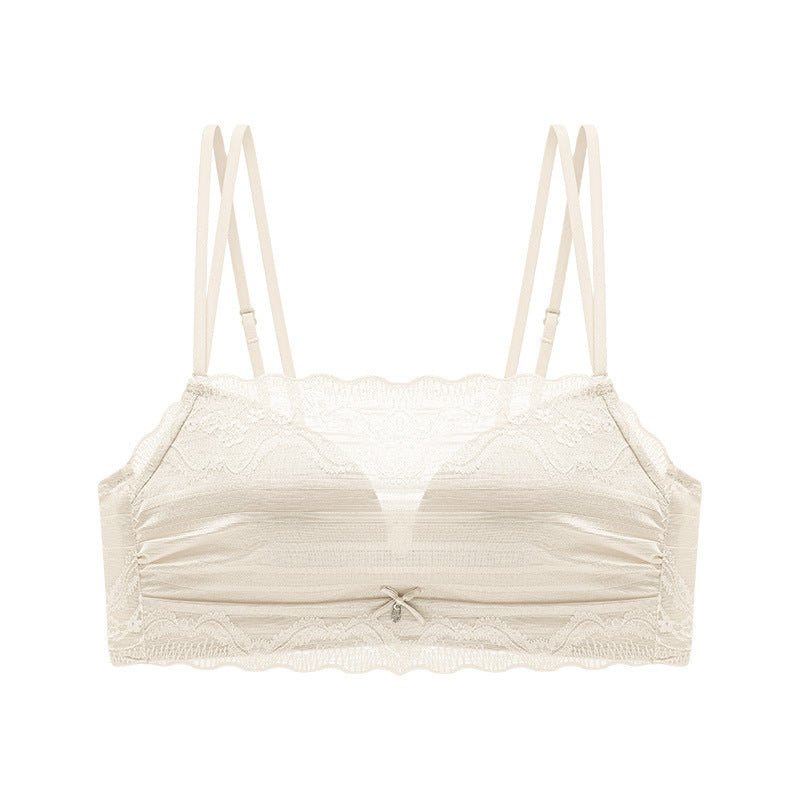 Lace Strapless Underwear Women's Thin Shoulder Strap Bra Small Chest Push-up No Steel Ring Anti-sagging Push-up Anti-sagging