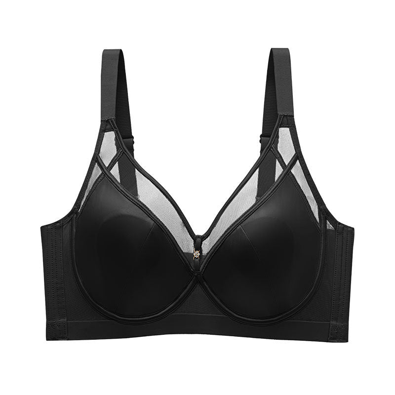 Sexy Light Luxury Bra Satin Rabbit Ear Cup Thin Sling Underwear Big Chest Small Slim Women