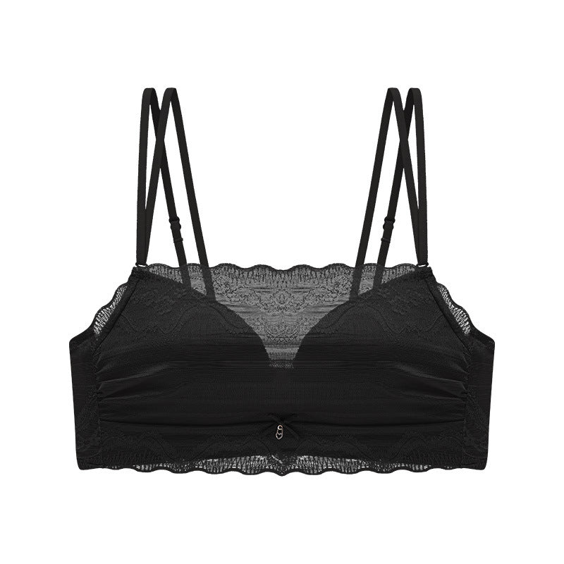 Lace Strapless Underwear Women's Thin Shoulder Strap Bra Small Chest Push-up No Steel Ring Anti-sagging Push-up Anti-sagging