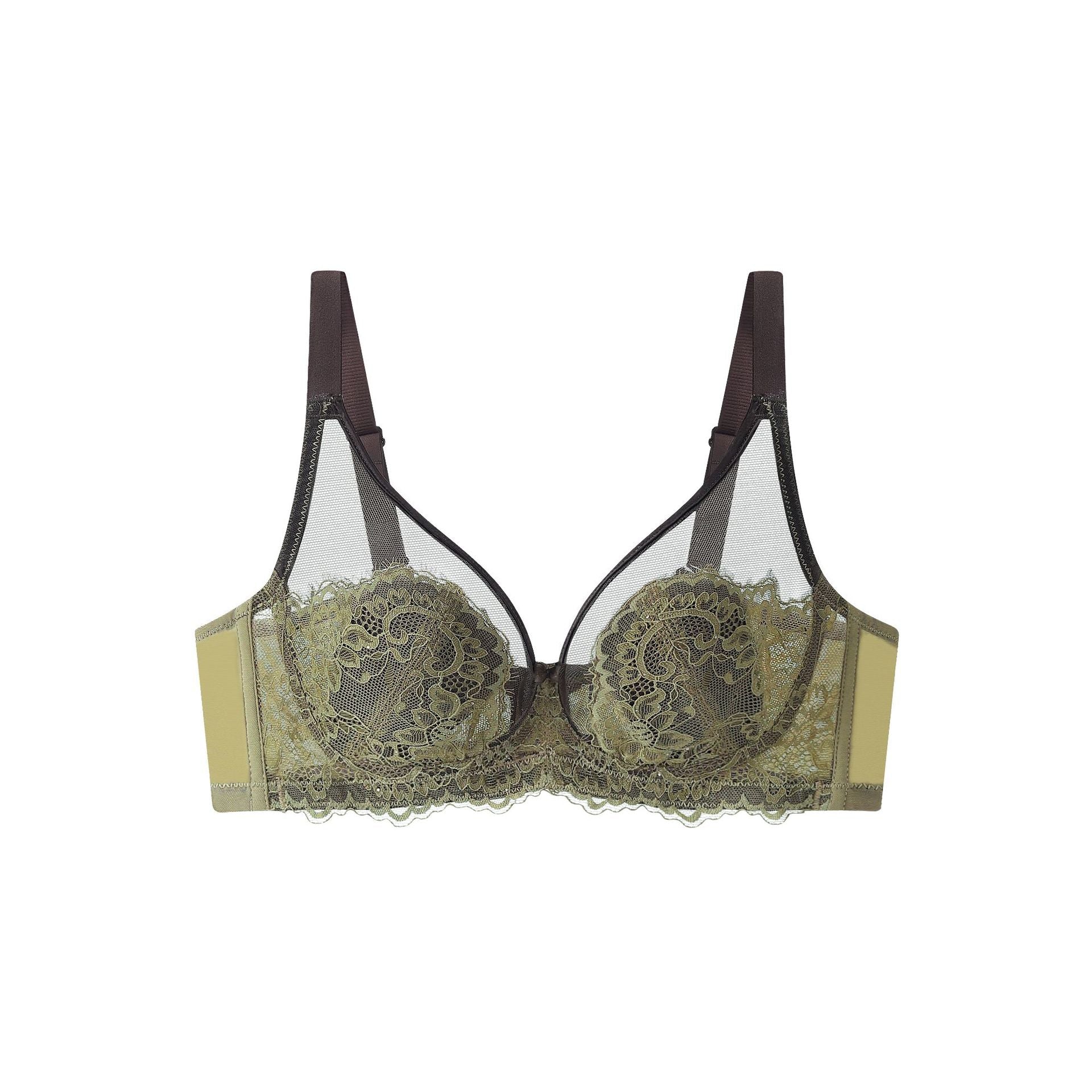 Lace Underwear Women's Ultra-thin Large Chest Small Adjustable Nipple Anti-sagging Soft Steel Ring Bra Beauty Bra