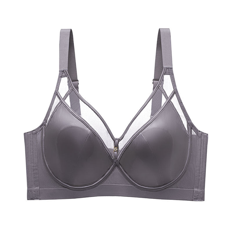 Sexy Light Luxury Bra Satin Rabbit Ear Cup Thin Sling Underwear Big Chest Small Slim Women