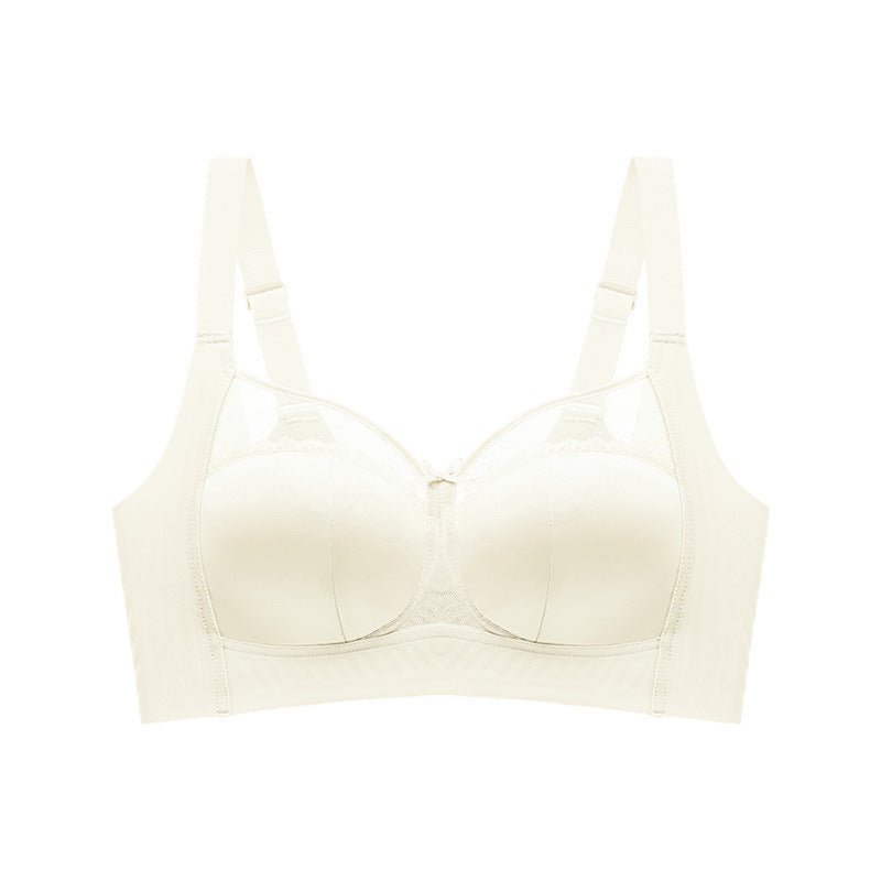 Lace Traceless Underwear Women's Large Chest Shown Small Full Cup Push-up Anti-sagging Parammary Breasts Large Size Breathable Bra