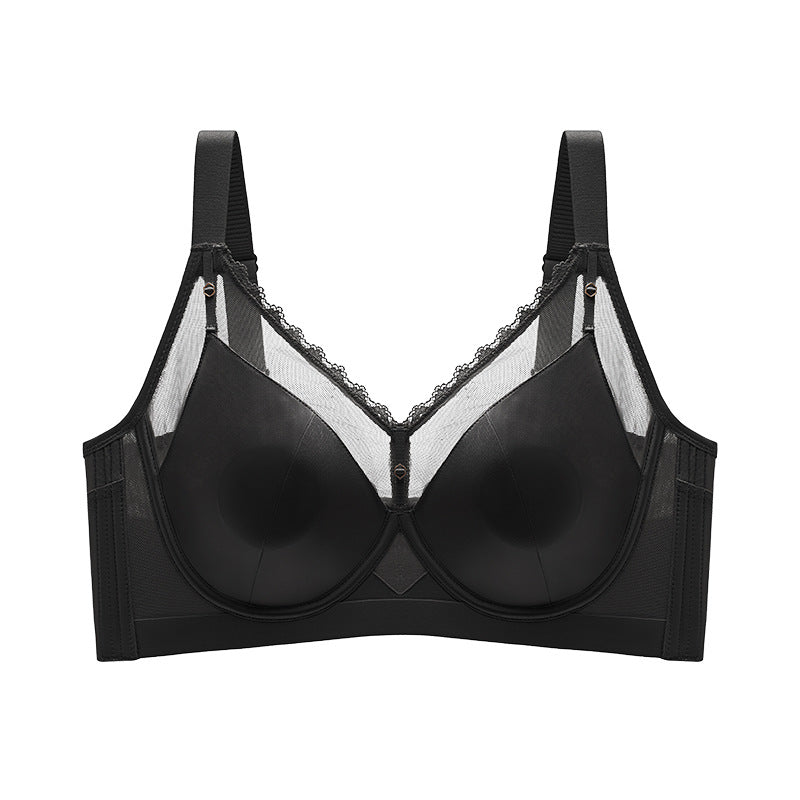 Gloss Large Chest Small Slim Bra Breathable Thin Crystal Cup Soft Steel Ring Upper Bracer Adjustable Underwear For Women