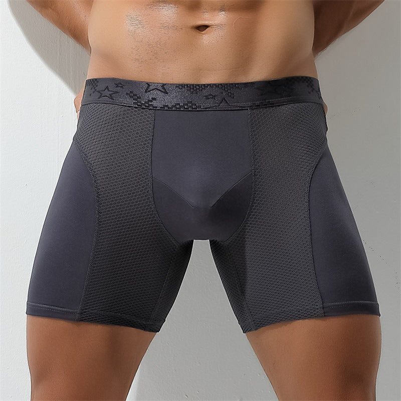 Men's Underwear Extended Version Anti-wear Leg Antibacterial Inner Flat-angle Pants Mesh Breathable Young Men's Boxer Shorts