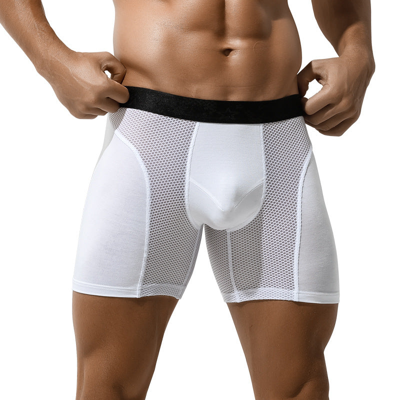 Men's Underwear Extended Version Anti-wear Leg Antibacterial Inner Flat-angle Pants Mesh Breathable Young Men's Boxer Shorts