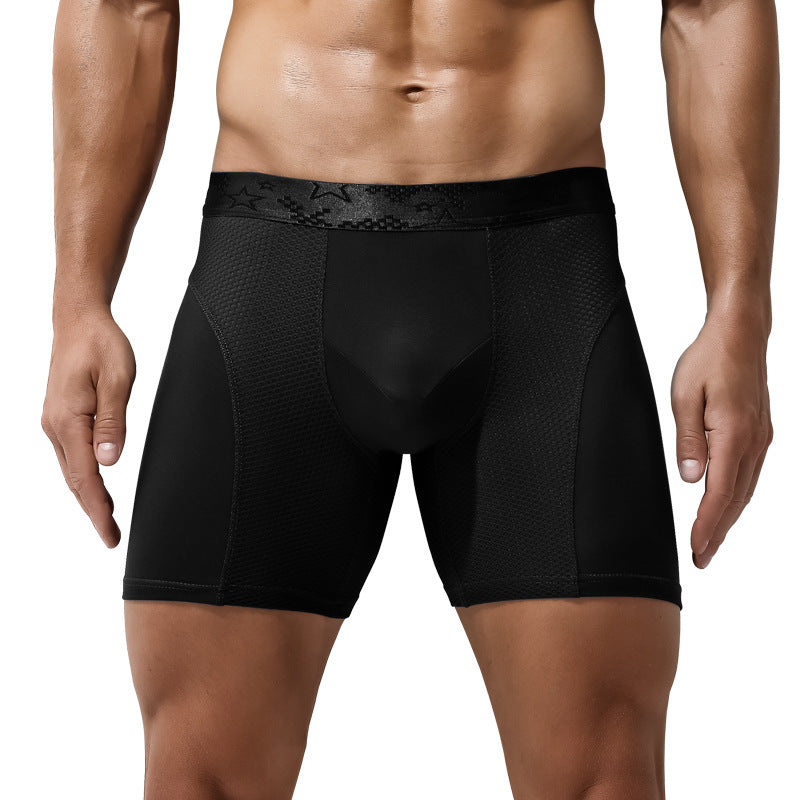 Men's Underwear Extended Version Anti-wear Leg Antibacterial Inner Flat-angle Pants Mesh Breathable Young Men's Boxer Shorts