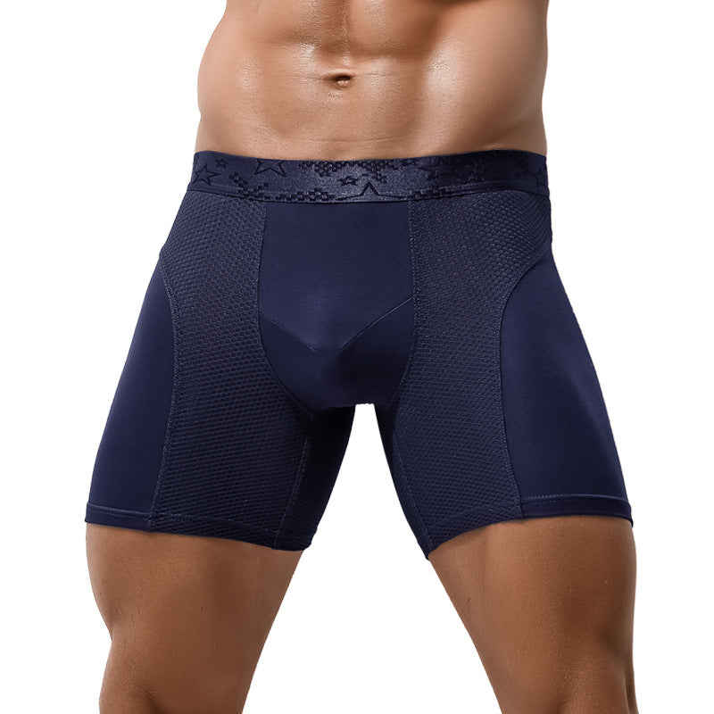 Men's Underwear Extended Version Anti-wear Leg Antibacterial Inner Flat-angle Pants Mesh Breathable Young Men's Boxer Shorts