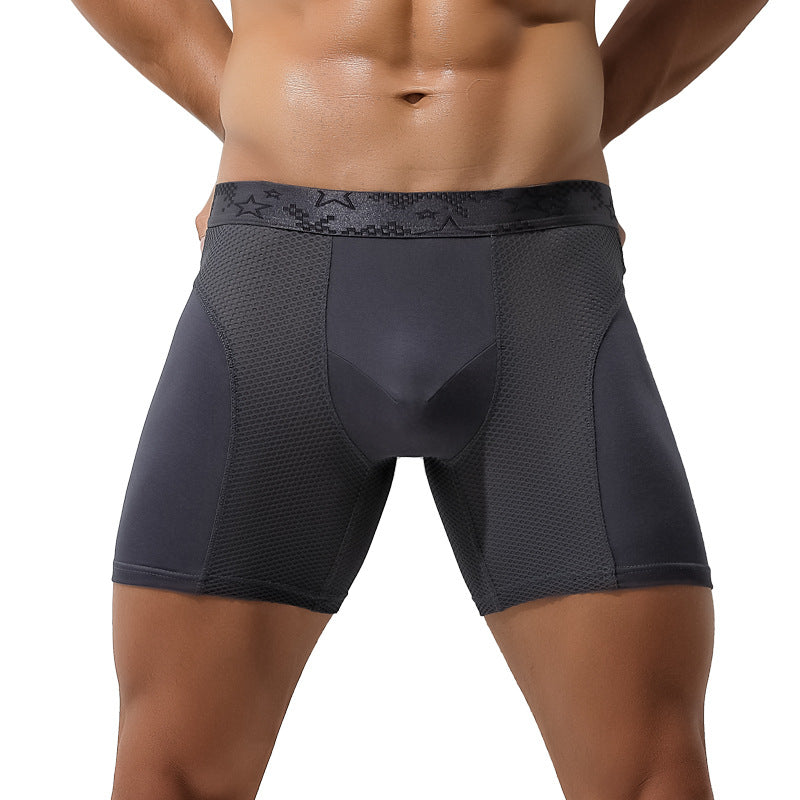 Men's Underwear Extended Version Anti-wear Leg Antibacterial Inner Flat-angle Pants Mesh Breathable Young Men's Boxer Shorts