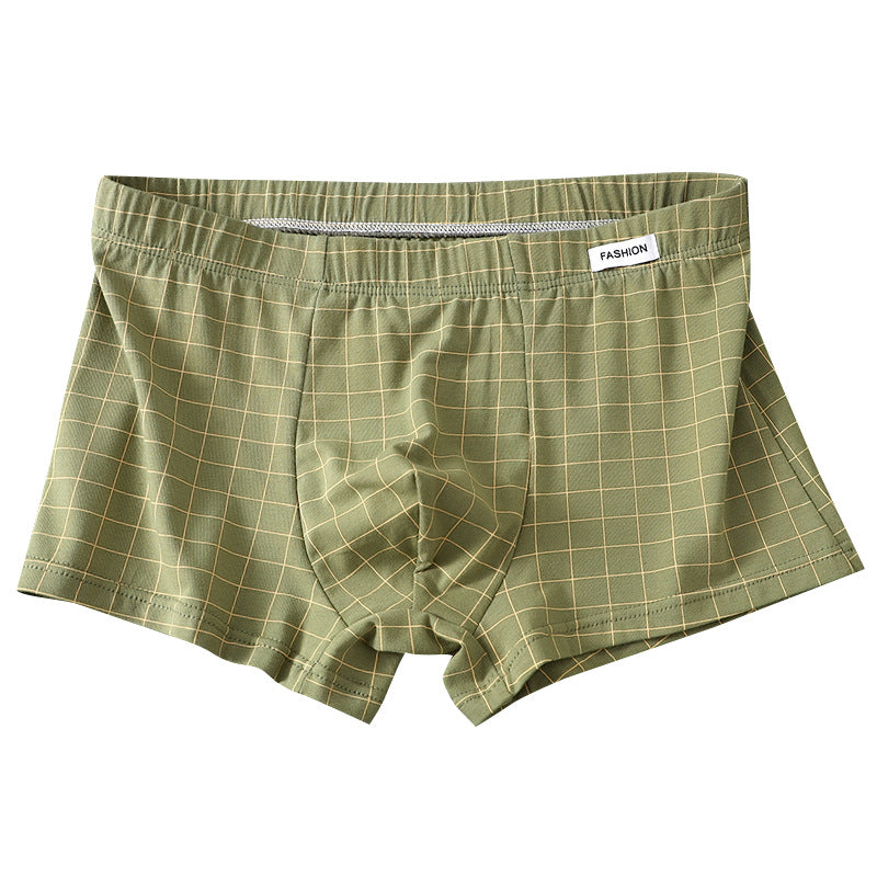 Plaid Men's Underwear Men's Pure Cotton Boxers Young Boys Boxer Shorts Head Pants