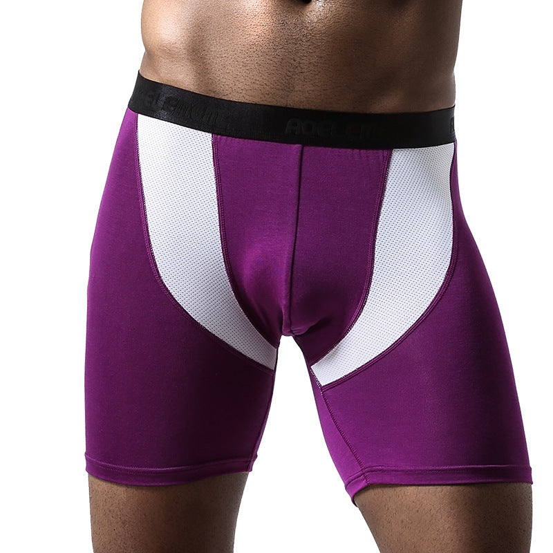 Ice Silk Mesh Men's Underwear Head Sports Running Long Anti-wear Leg Boxer Pants Long Leg Pants Men's Underwear