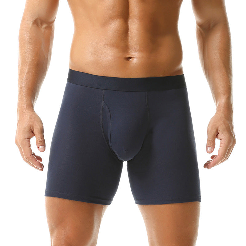 Long Edition Solid Color Sports Pants Large Size Men's Boxer Underwear Open Breathable Cotton Underwear