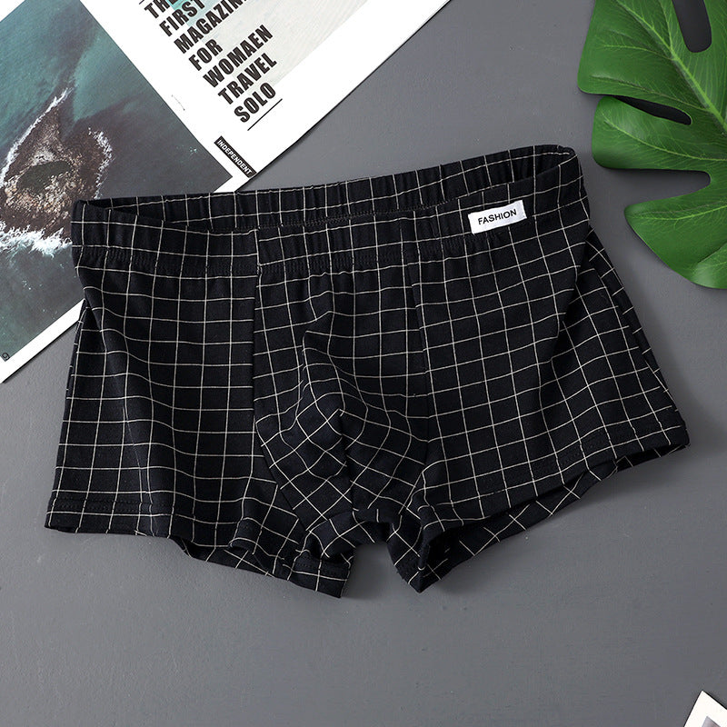 Plaid Men's Underwear Men's Pure Cotton Boxers Young Boys Boxer Shorts Head Pants