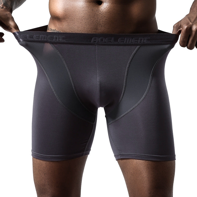 Ice Silk Mesh Men's Underwear Head Sports Running Long Anti-wear Leg Boxer Pants Long Leg Pants Men's Underwear