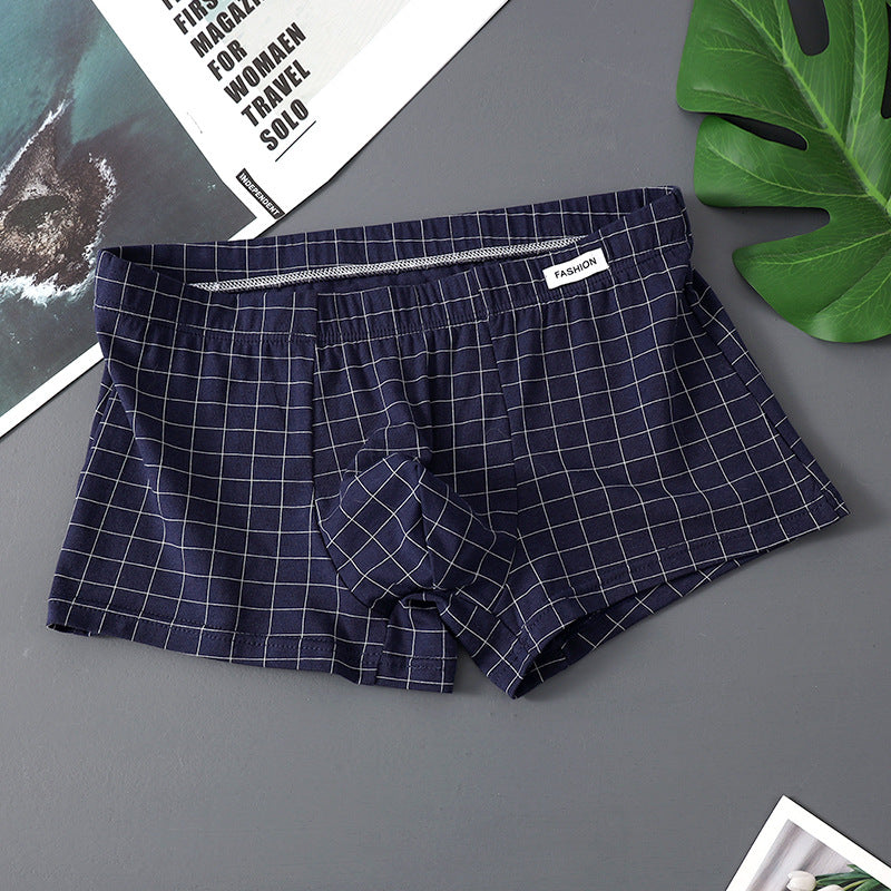 Plaid Men's Underwear Men's Pure Cotton Boxers Young Boys Boxer Shorts Head Pants