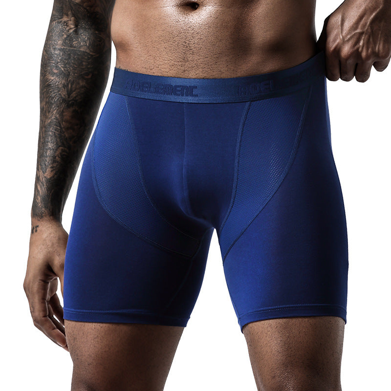 Ice Silk Mesh Men's Underwear Head Sports Running Long Anti-wear Leg Boxer Pants Long Leg Pants Men's Underwear