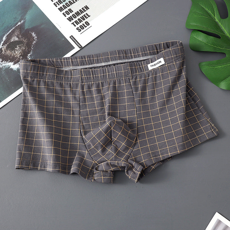 Plaid Men's Underwear Men's Pure Cotton Boxers Young Boys Boxer Shorts Head Pants