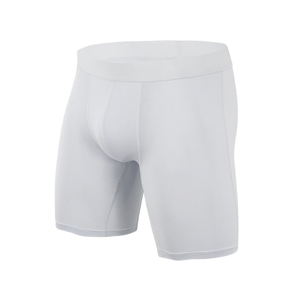 Long Edition Solid Color Sports Pants Large Size Men's Boxer Underwear Open Breathable Cotton Underwear