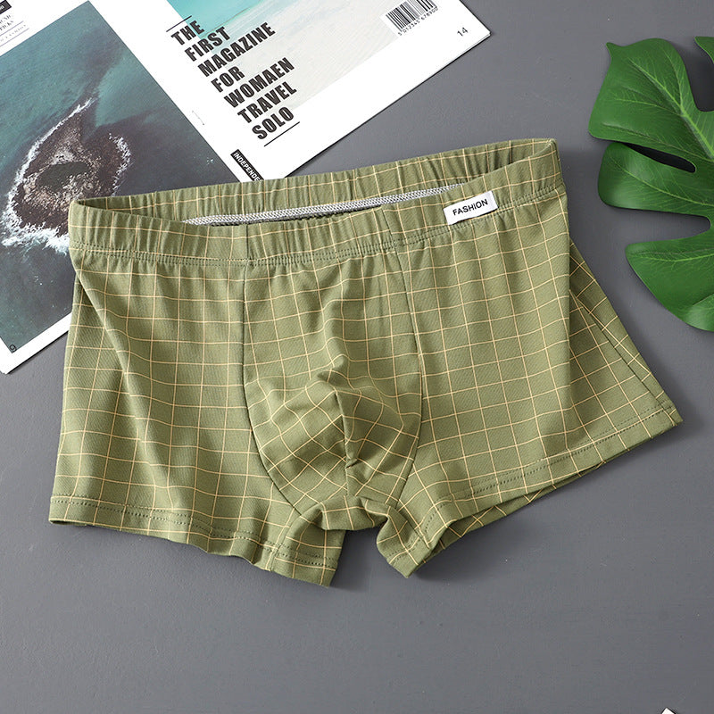 Plaid Men's Underwear Men's Pure Cotton Boxers Young Boys Boxer Shorts Head Pants