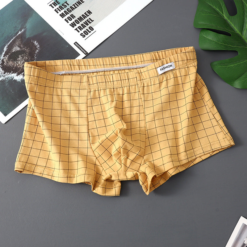 Plaid Men's Underwear Men's Pure Cotton Boxers Young Boys Boxer Shorts Head Pants