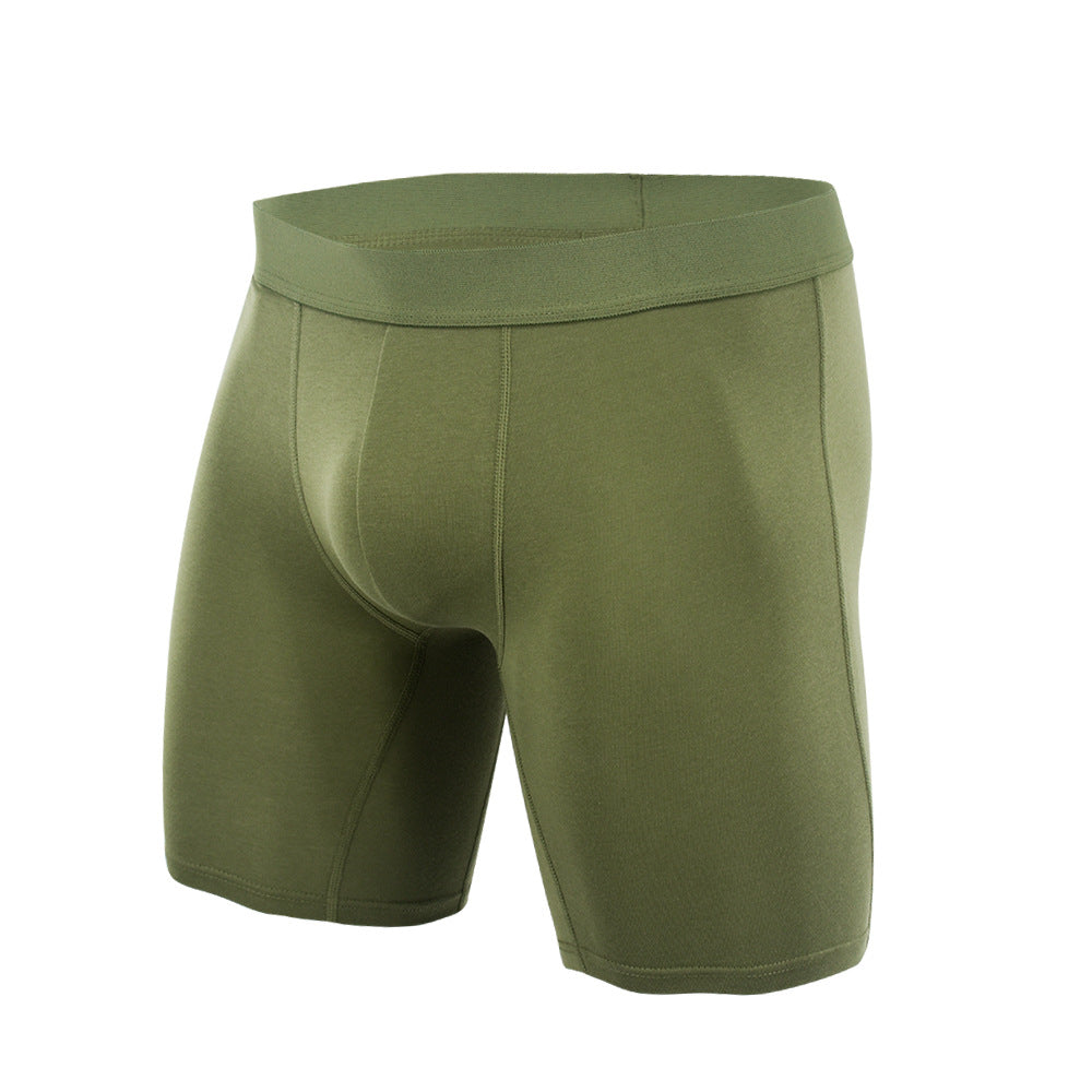 Long Edition Solid Color Sports Pants Large Size Men's Boxer Underwear Open Breathable Cotton Underwear
