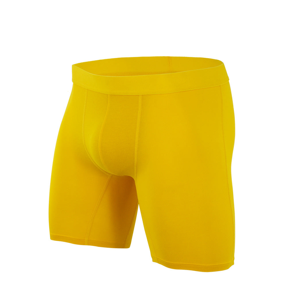 Long Edition Solid Color Sports Pants Large Size Men's Boxer Underwear Open Breathable Cotton Underwear