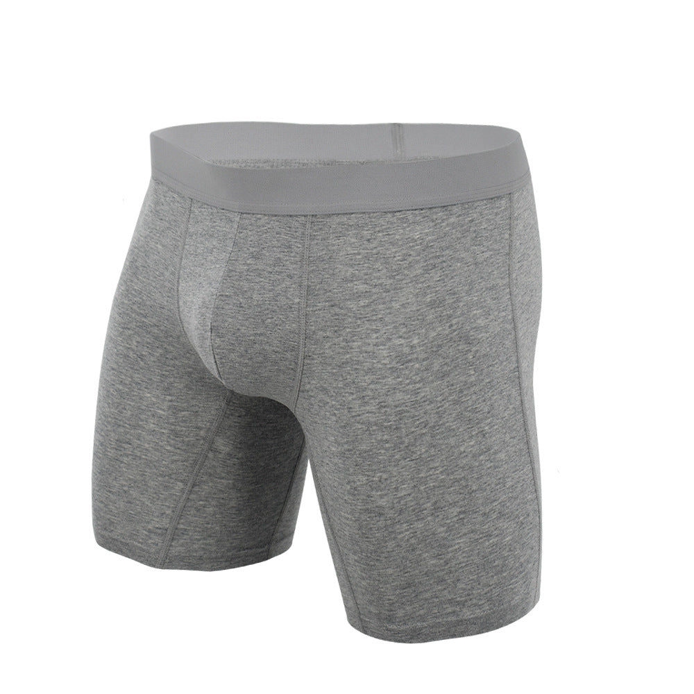 Long Edition Solid Color Sports Pants Large Size Men's Boxer Underwear Open Breathable Cotton Underwear