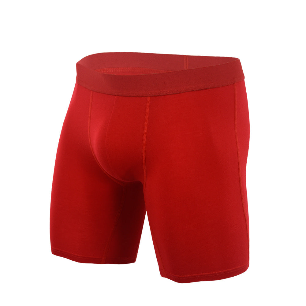 Long Edition Solid Color Sports Pants Large Size Men's Boxer Underwear Open Breathable Cotton Underwear