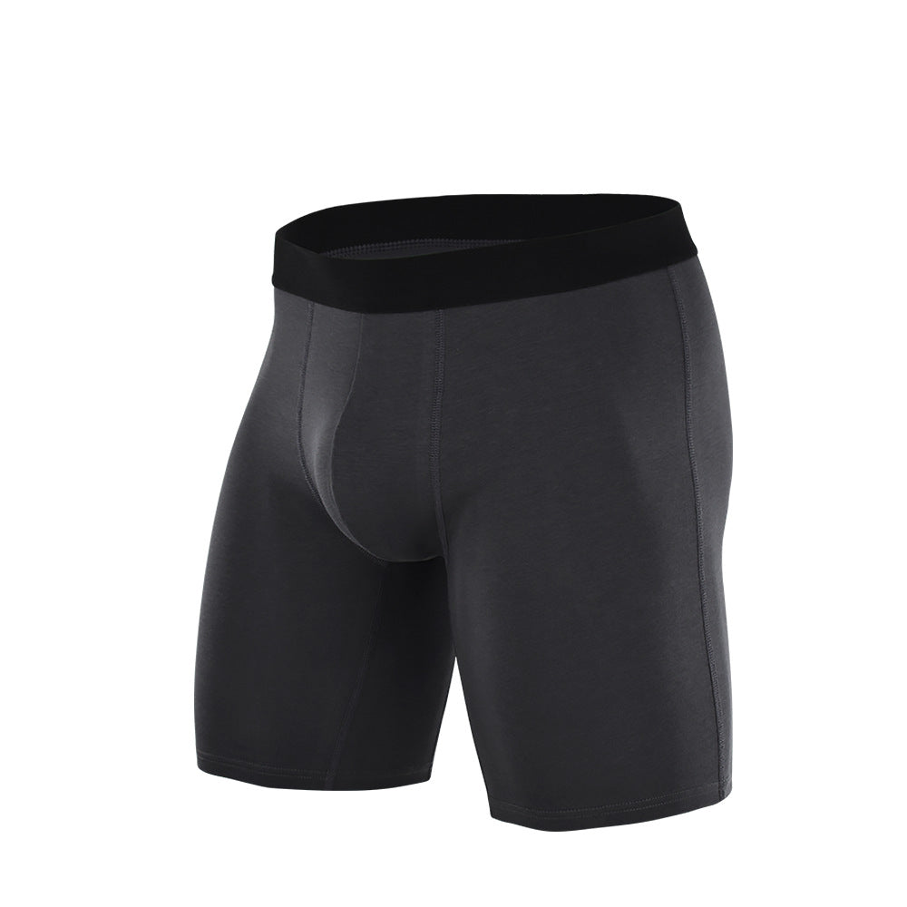 Long Edition Solid Color Sports Pants Large Size Men's Boxer Underwear Open Breathable Cotton Underwear