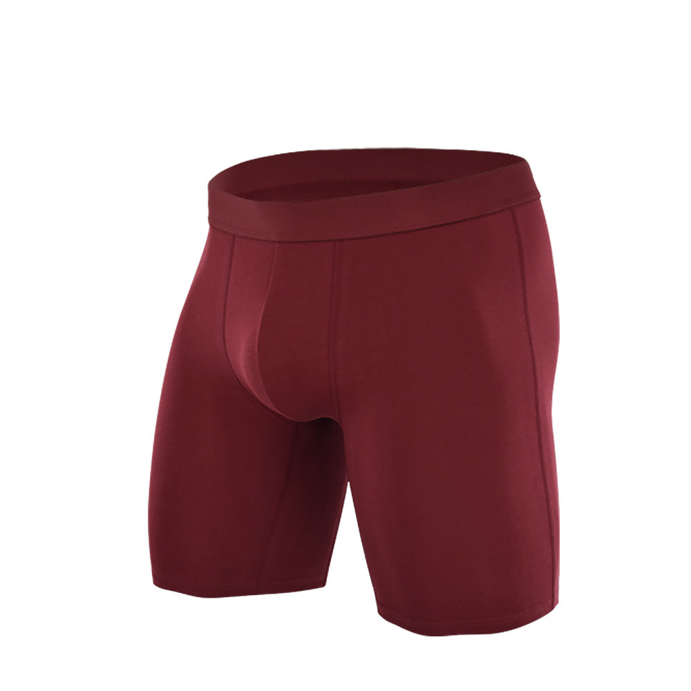Long Edition Solid Color Sports Pants Large Size Men's Boxer Underwear Open Breathable Cotton Underwear