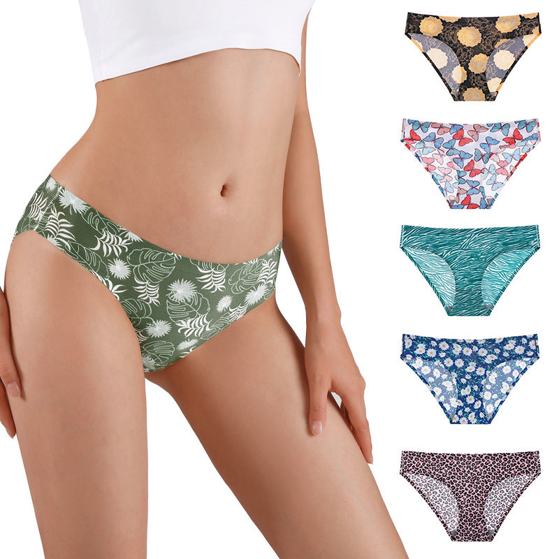 Underwear Women's 100.00kg Printed Seamless Underwear Women's Low Waist Briefs