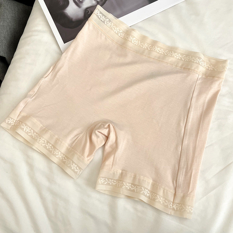Safety Pants Women's Traceless Anti-running Ice Silk 3D Three-dimensional Mid-waist Boxers