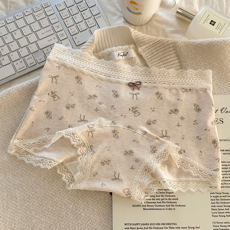 Pure Cotton Panties Women's New Arrival Pastoral Floral Girl's Comfortable Breathable Cotton Long Crotch Women's Flat Boxer Panties For Women
