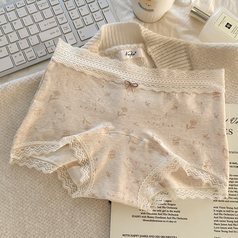 Pure Cotton Panties Women's New Arrival Pastoral Floral Girl's Comfortable Breathable Cotton Long Crotch Women's Flat Boxer Panties For Women