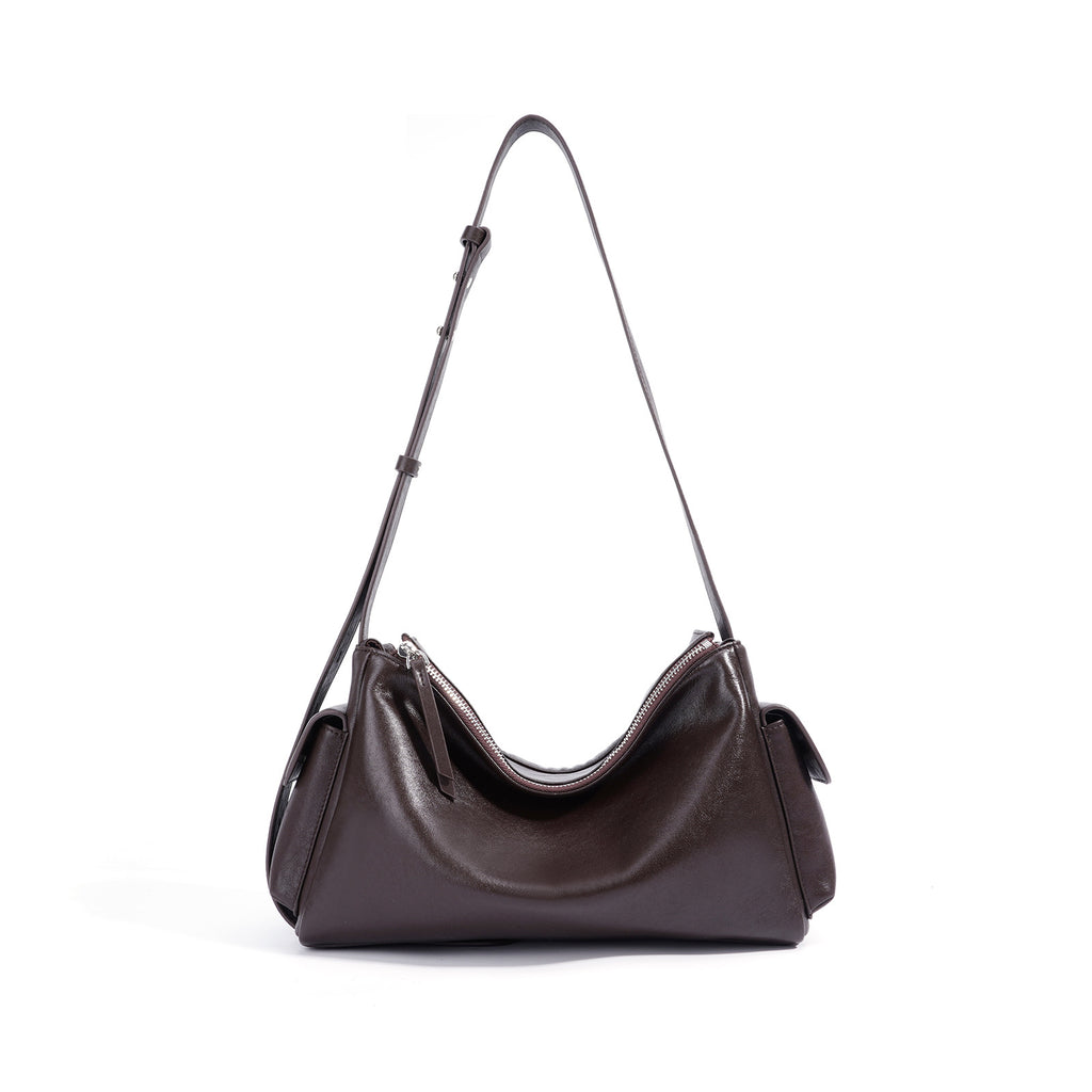 Retro Hobo Baguette Bag - Niche Cowhide Light Luxury High-end Crossbody Autumn 2025