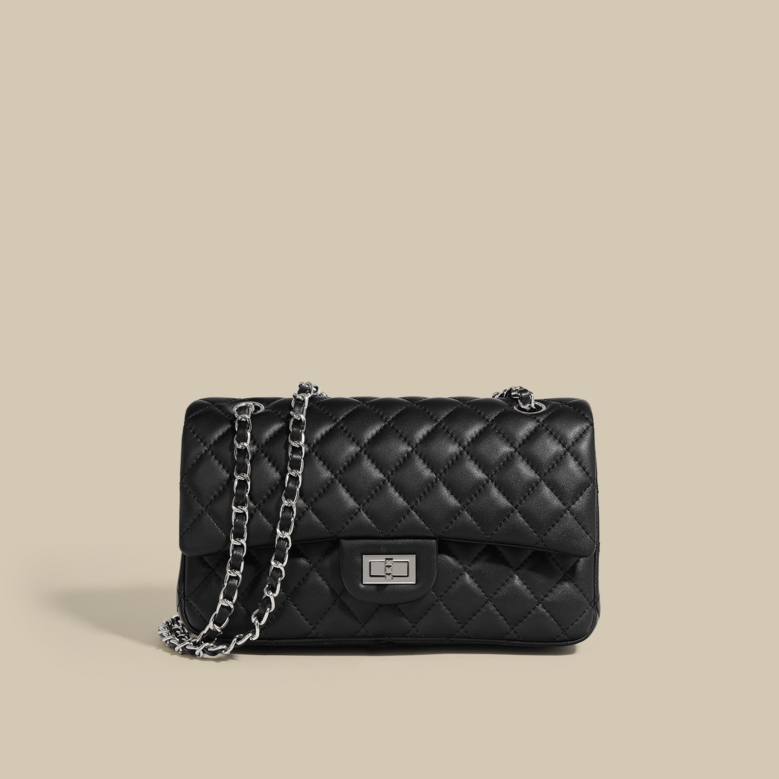 Sheepskin Chanel Style Bag - Textured Rhombic Chain Shoulder Crossbody 2025