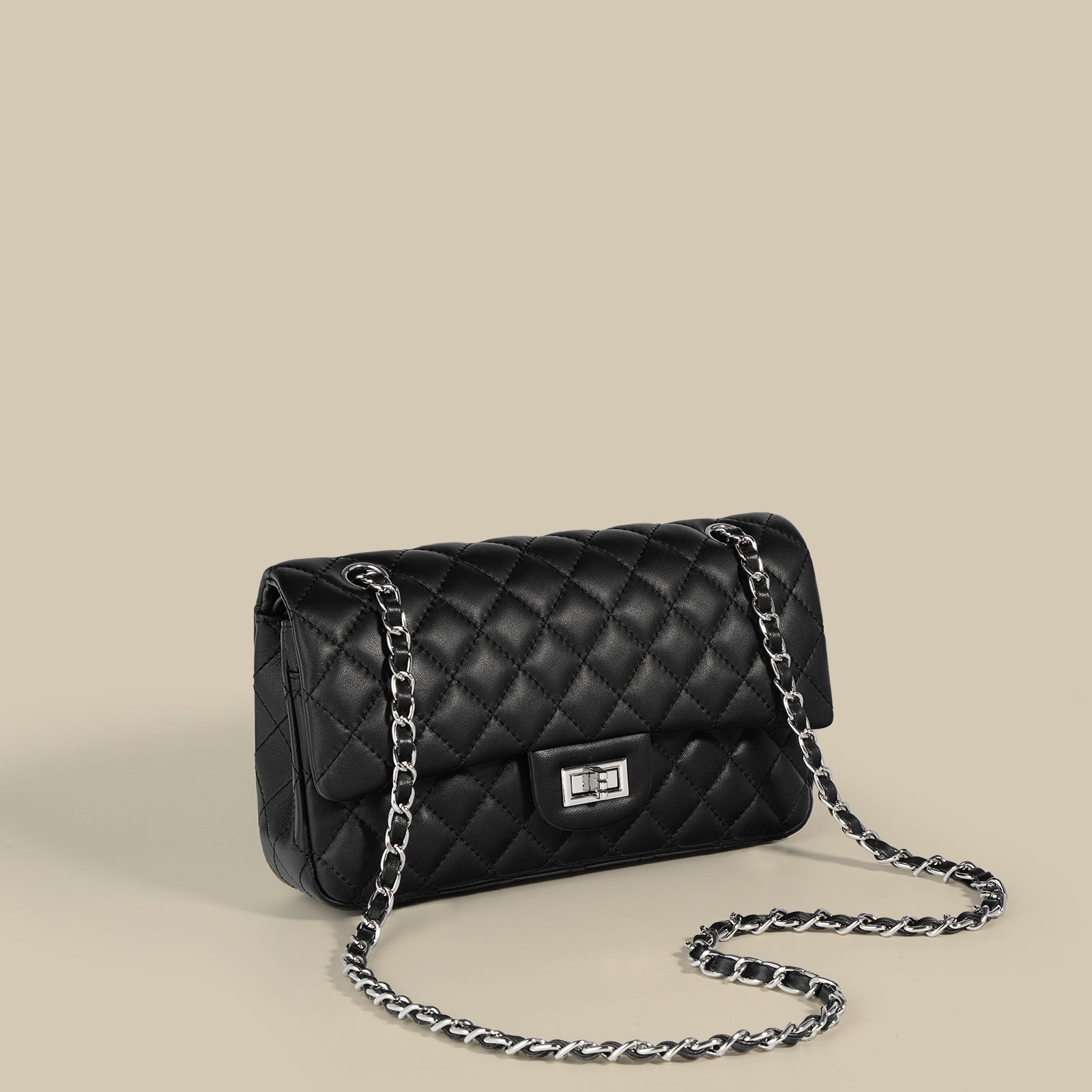 Sheepskin Chanel Style Bag - Textured Rhombic Chain Shoulder Crossbody 2025